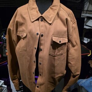 Men's Brown Workwear Jacket - Casual Button-Up Coat